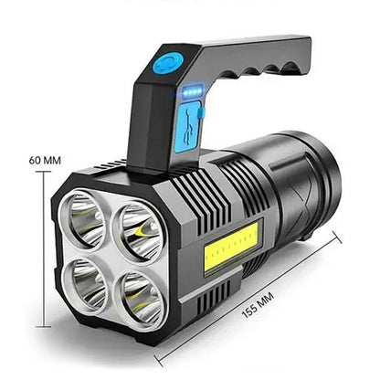 Світлодіодний ручний ліхтар 1200 мАг, 4LED, від USB Multi Fuction Portable Lamp, Чорний / Ліхтарик водонепроникний