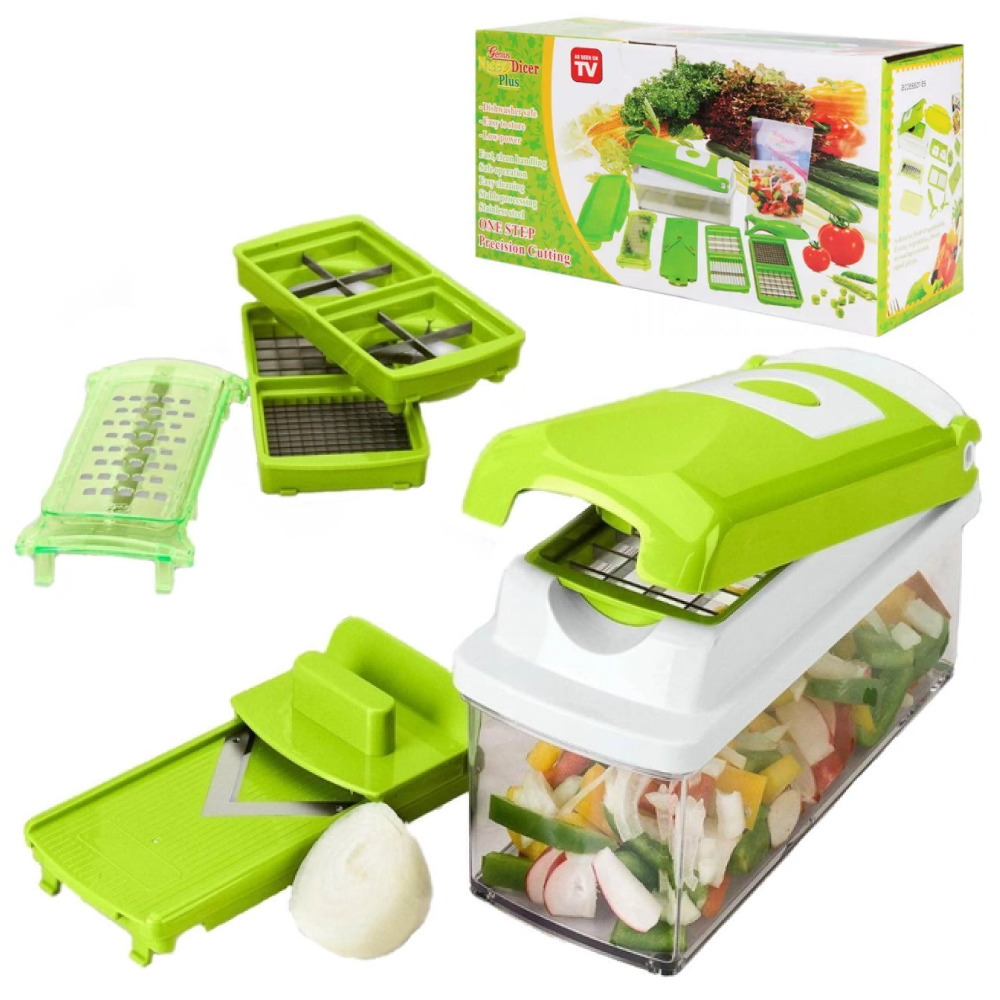 Овочерізка для нарізки овочів та фруктів, NICER DICER, Зелений / Подрібнювач продуктів / Мультирізка універсальна