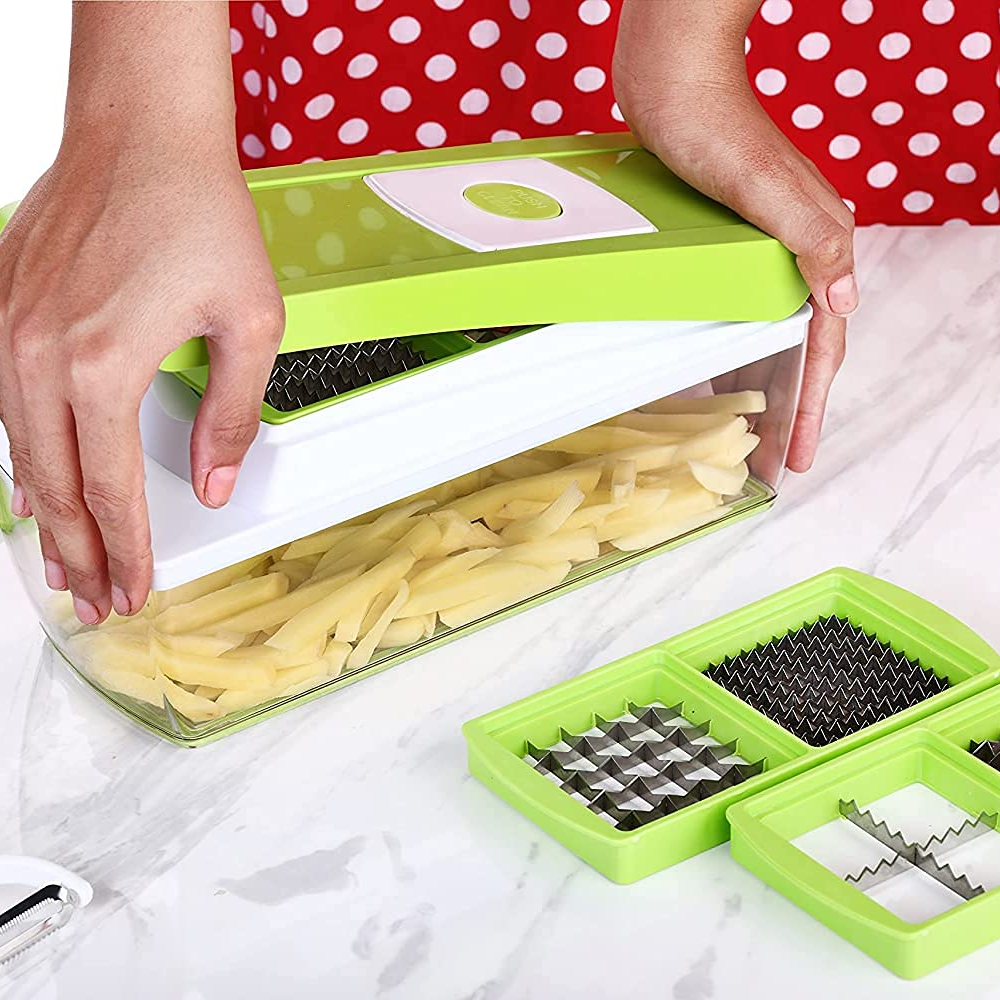 Овочерізка для нарізки овочів та фруктів, NICER DICER, Зелений / Подрібнювач продуктів / Мультирізка універсальна