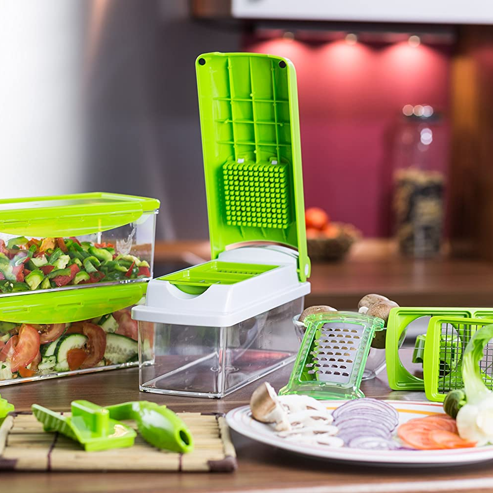 Овочерізка для нарізки овочів та фруктів, NICER DICER, Зелений / Подрібнювач продуктів / Мультирізка універсальна