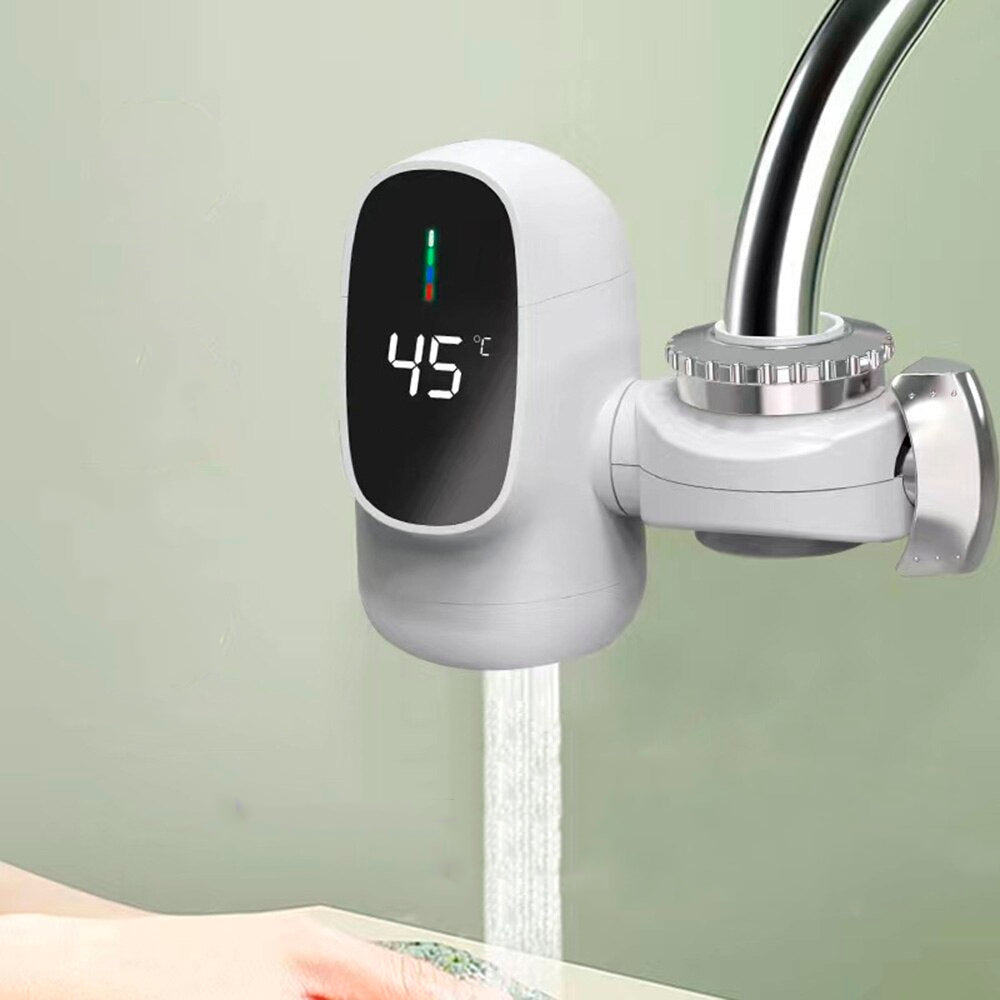 Проточний водонагрівач на кран до + 50°, з LCD екраном, Білий / Бойлер для нагрівання води / Насадка на кран для кухні