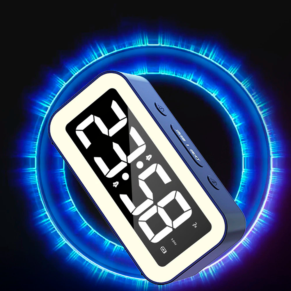 Годинник електронний настільний 40544, з LED підсвічуванням і USB, Чорно-білий / Світлодіодний годинник з будильником
