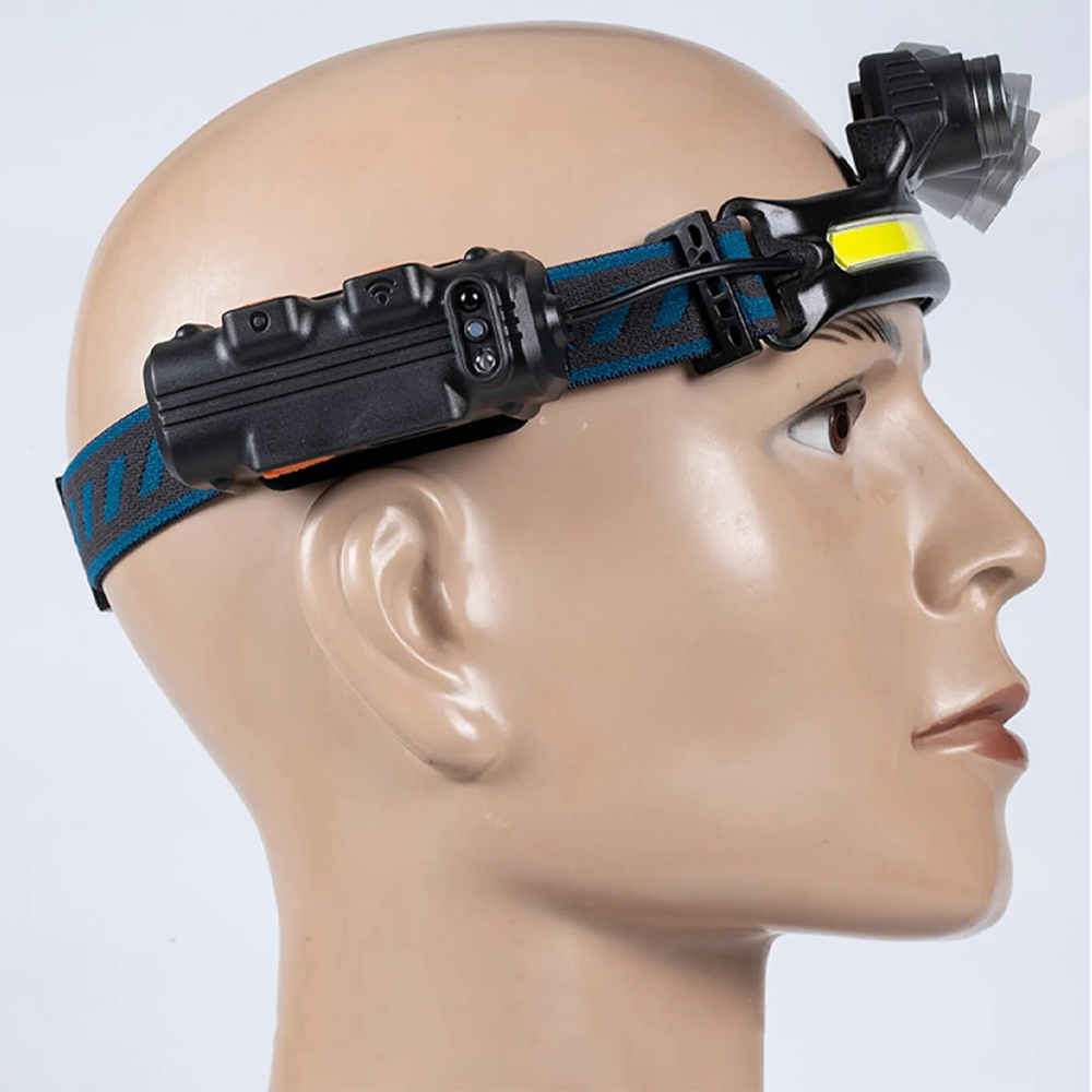Ліхтарик налобний BL-W678-2-P50 + COB, зі зумом та USB, Чорний / Акумуляторний ліхтар на голову / Ліхтар на лоб