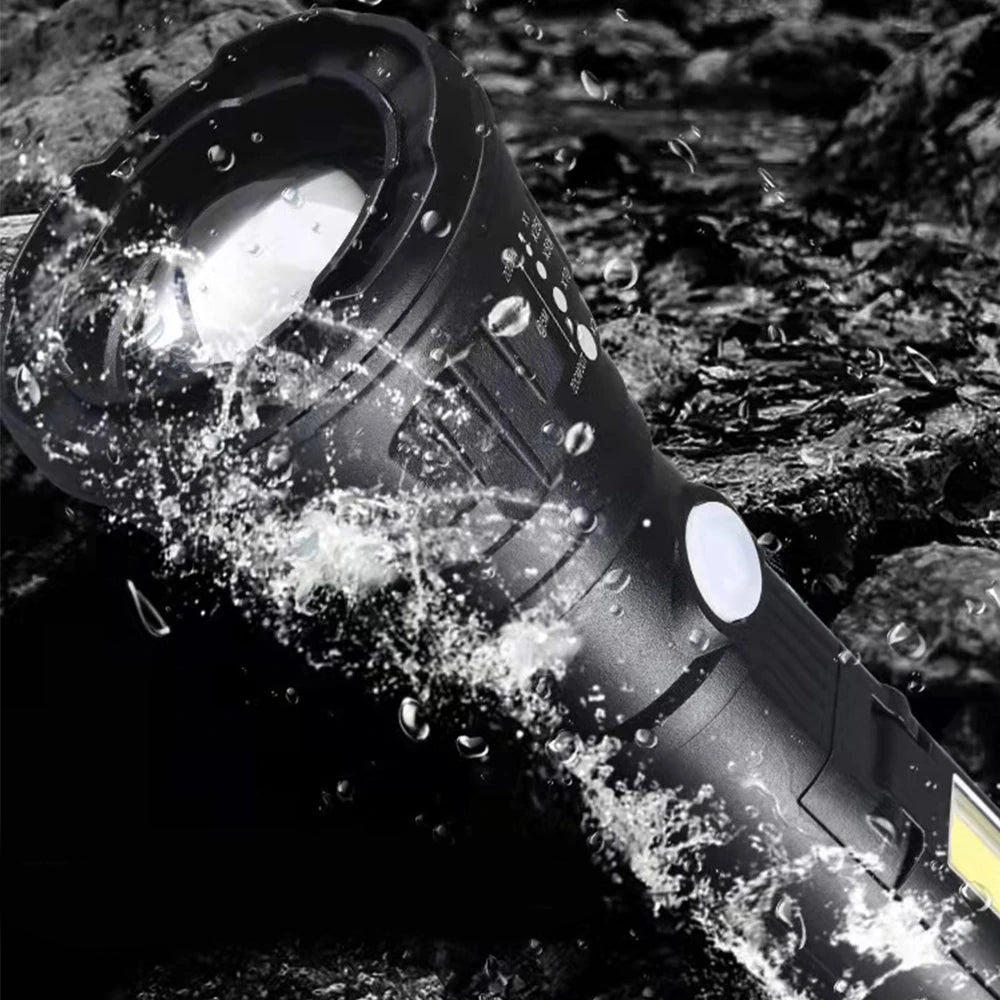Ліхтар ручний від USB, 3 + 1 режиму + COB, PANTHER PT-8182 з боковою лампою, Чорний / Акумуляторний ліхтарик
