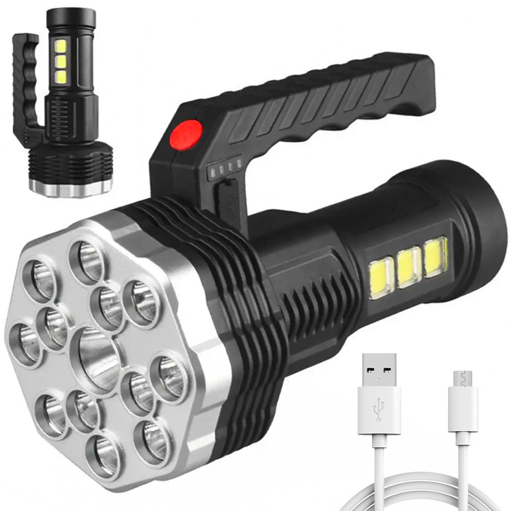 Ліхтар акумуляторний ручний, 4 режими, з USB зарядкою, BL-913, Чорний / Переносний ліхтар з боковим світлом
