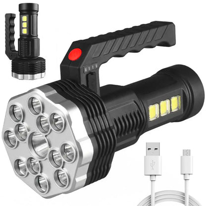 Ліхтар акумуляторний ручний, 4 режими, з USB зарядкою, BL-913, Чорний / Переносний ліхтар з боковим світлом