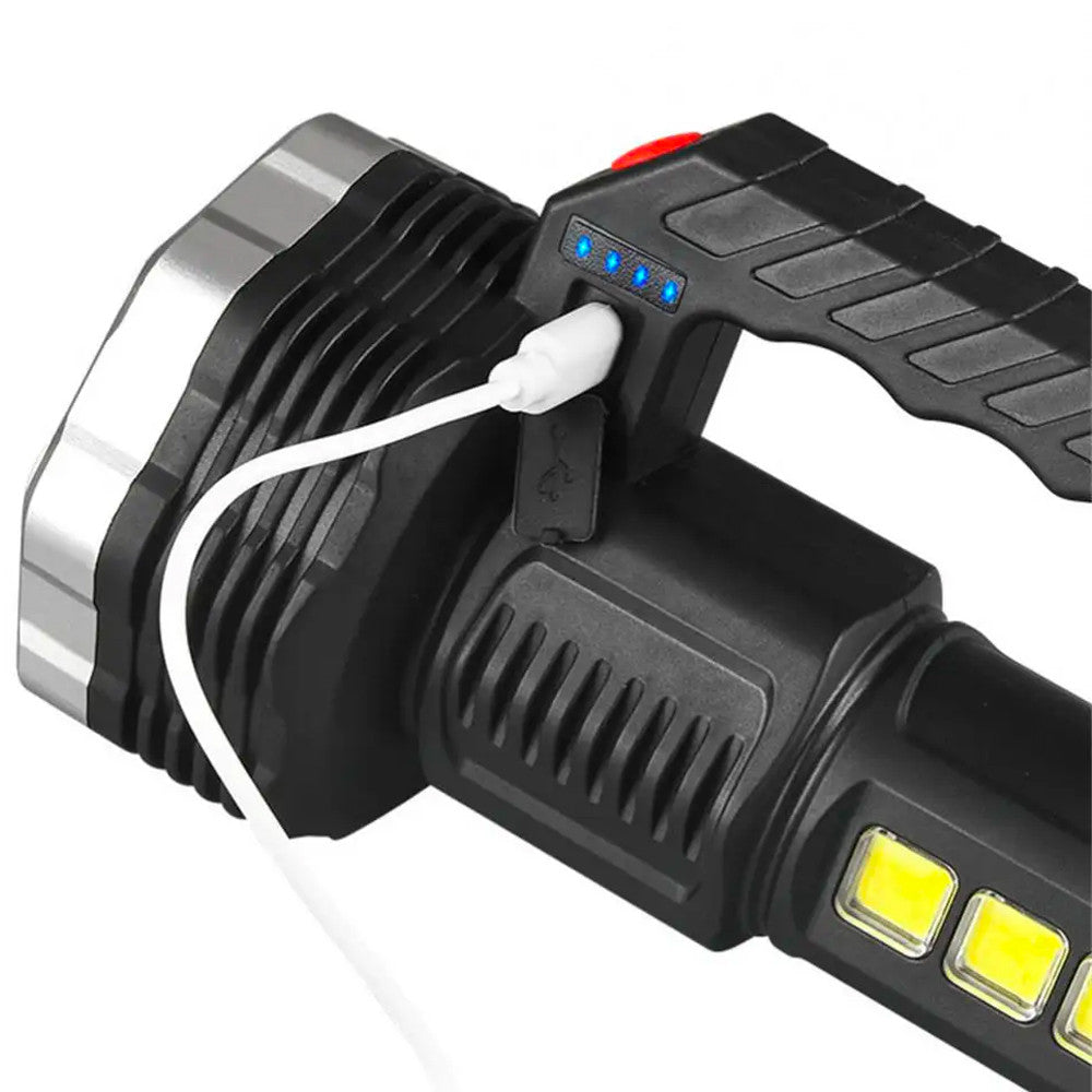 Ліхтар акумуляторний ручний, 4 режими, з USB зарядкою, BL-913, Чорний / Переносний ліхтар з боковим світлом