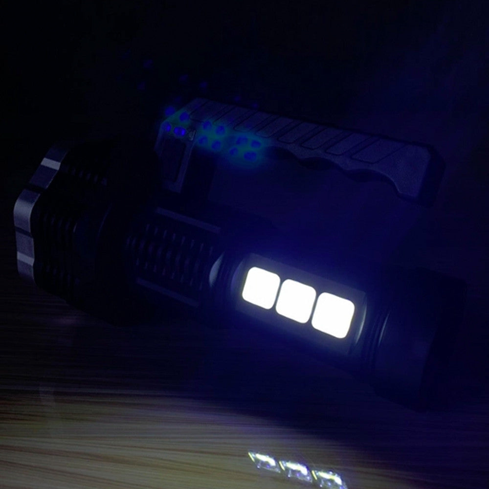 Ліхтар акумуляторний ручний, 4 режими, з USB зарядкою, BL-913, Чорний / Переносний ліхтар з боковим світлом