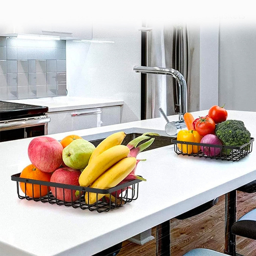 Кошик для фруктів 2 яруси, 32х30х18см, Vegetable and fruit storage rack, Чорний / Фруктовниця металева