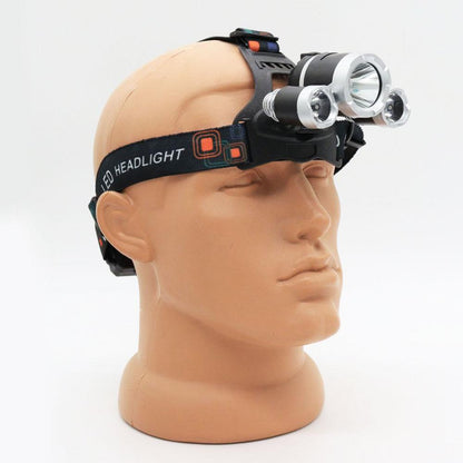 Ліхтарик налобний RJ-3000 Т6+2XPE, 2 акумулятори / Потужний акумуляторний ліхтар на голову з 3 світлодіодами