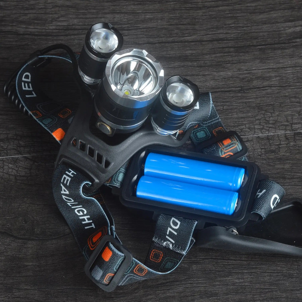 Ліхтарик налобний RJ-3000 Т6+2XPE, 2 акумулятори / Потужний акумуляторний ліхтар на голову з 3 світлодіодами