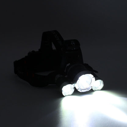 Ліхтарик налобний RJ-3000 Т6+2XPE, 2 акумулятори / Потужний акумуляторний ліхтар на голову з 3 світлодіодами
