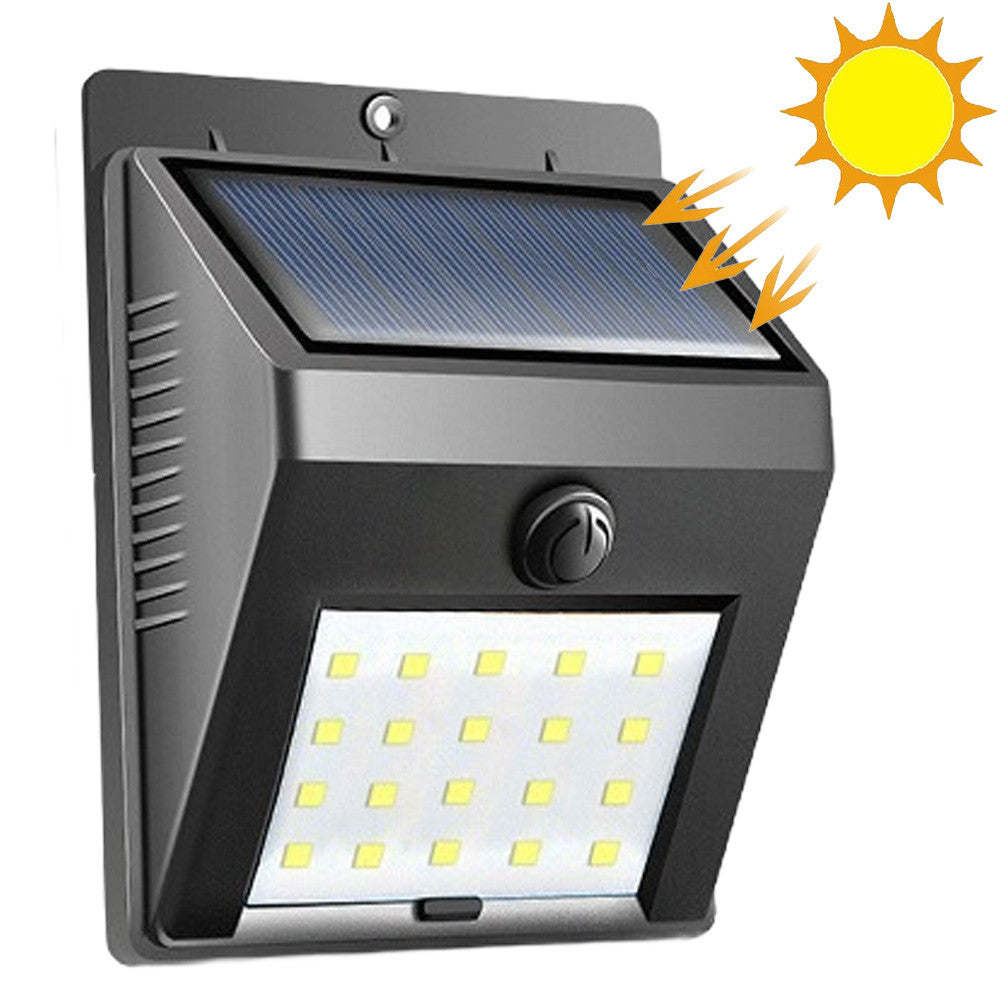 Вуличний LED світильник із сонячною панеллю, 20LED / Настінний фасадний світильник-ліхтар