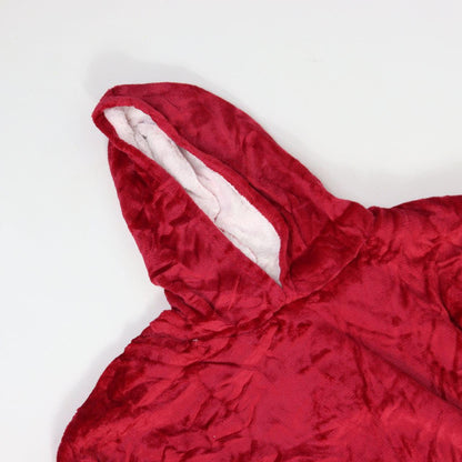 Оверсайз плед-халат з капюшоном 100х80см, Huggle Hoodie, Бордовий / Толстовка худі для дому / Плед з рукавами