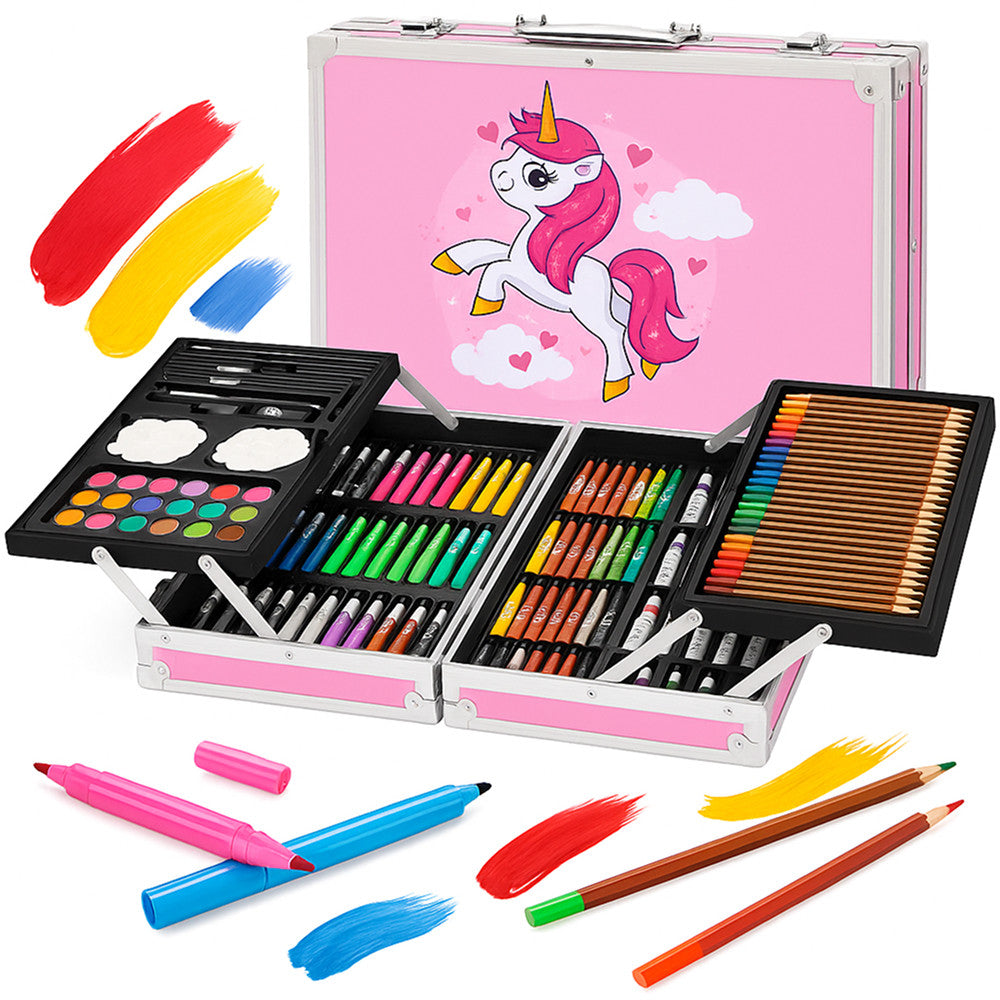 Набір для малювання 145 предметів у кейсі / Розсувний набір для творчості / Набір художника