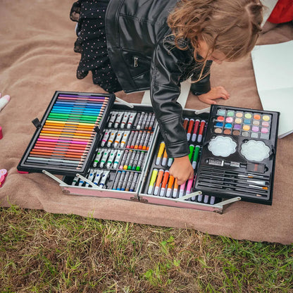 Набір для малювання 145 предметів у кейсі / Розсувний набір для творчості / Набір художника