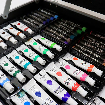 Набір для малювання 145 предметів у кейсі / Розсувний набір для творчості / Набір художника