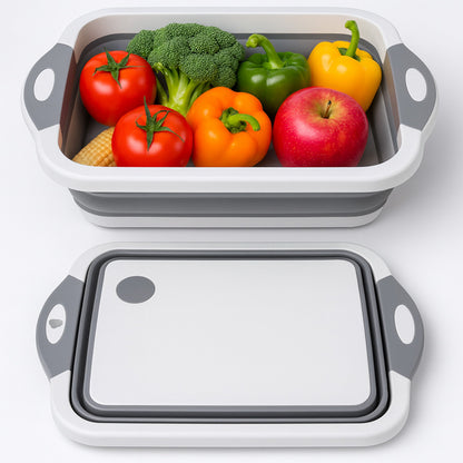 Дошка для нарізання складна Chopping Board 2 в 1, Біло-сіра / Дошка миска кухонна