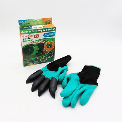 Садові рукавички з кігтями GARDEN GLOVES / Рукавички гумові для саду / Рукавички з пластиковими наконечниками