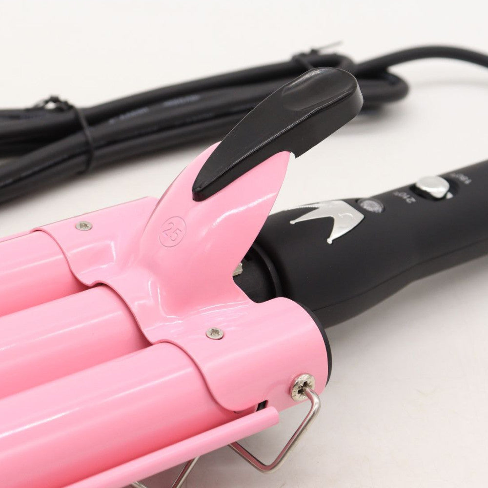 Плойка потрійна 90Вт, від мережі, GM 1956, Рожевий / Плойка хвиля / Плойка для волосся / Щипці для завивки волосся