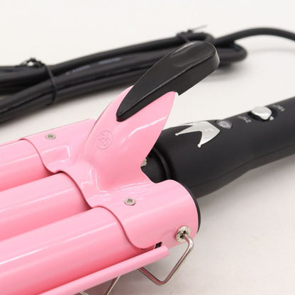 Плойка потрійна 90Вт, від мережі, GM 1956, Рожевий / Плойка хвиля / Плойка для волосся / Щипці для завивки волосся