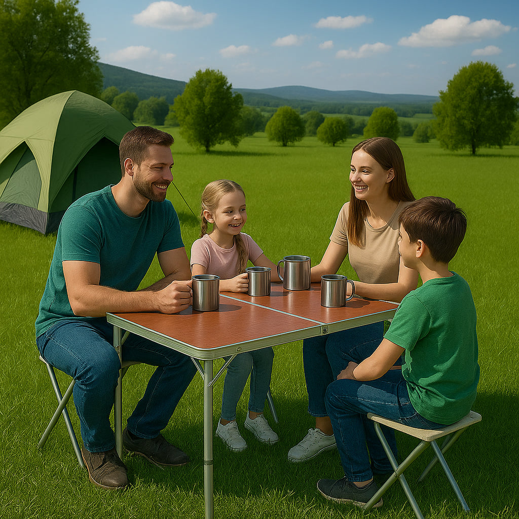 Розкладний стіл для пікніка з 4-ма стільцями, 120x70x60см / Стіл туристичний / Складаний столик