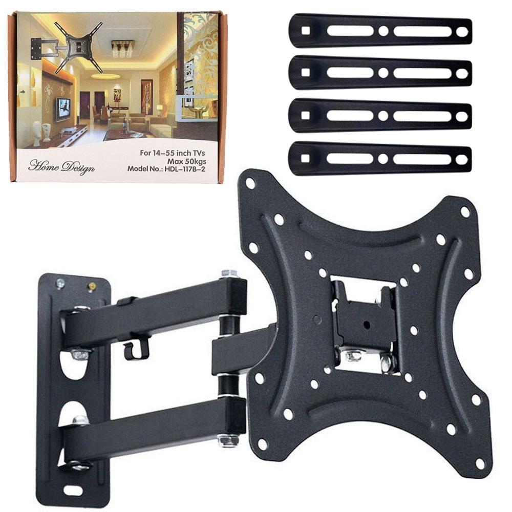 Кронштейн для телевізора 14"-55", 50 кг HDL-117-B-2 / Настінне поворотне кріплення для ТВ