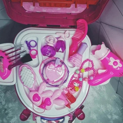 Дитячий ігровий набір у валізці 2в1, 31 предмет, Fashion Girl / Дитяче трюмо у валізці