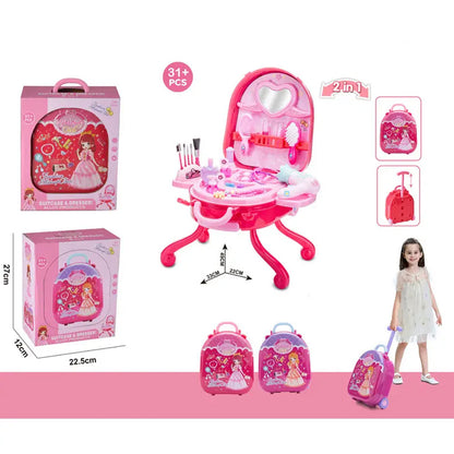Дитячий ігровий набір у валізці 2в1, 31 предмет, Fashion Girl / Дитяче трюмо у валізці