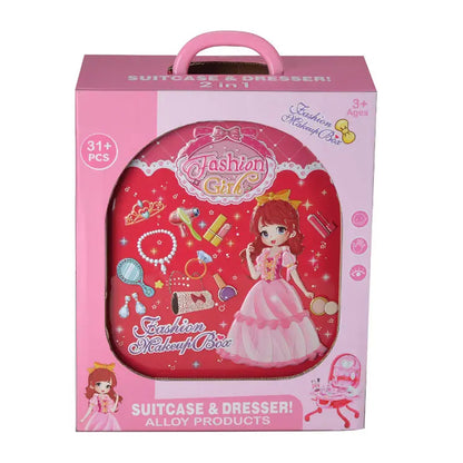 Дитячий ігровий набір у валізці 2в1, 31 предмет, Fashion Girl / Дитяче трюмо у валізці