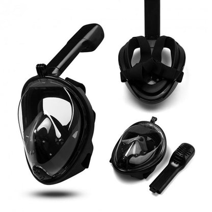 Повна панорамна маска для підводного плавання / Маска для снорклінга Чорний L/XL