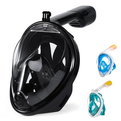 Повна панорамна маска для підводного плавання / Маска для снорклінга Чорний L/XL