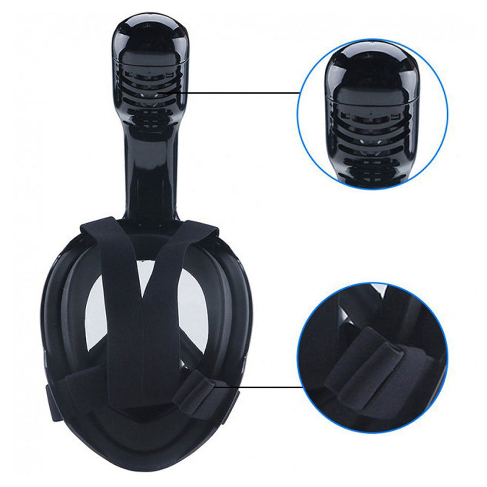 Повна панорамна маска для підводного плавання / Маска для снорклінга Чорний L/XL