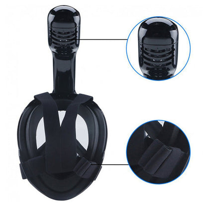 Повна панорамна маска для підводного плавання / Маска для снорклінга Чорний L/XL