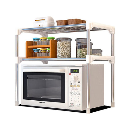 Полиця органайзер для мікрохвильовки 49,5-85х60,5х25 см / Багатофункціональний кухонний стелаж