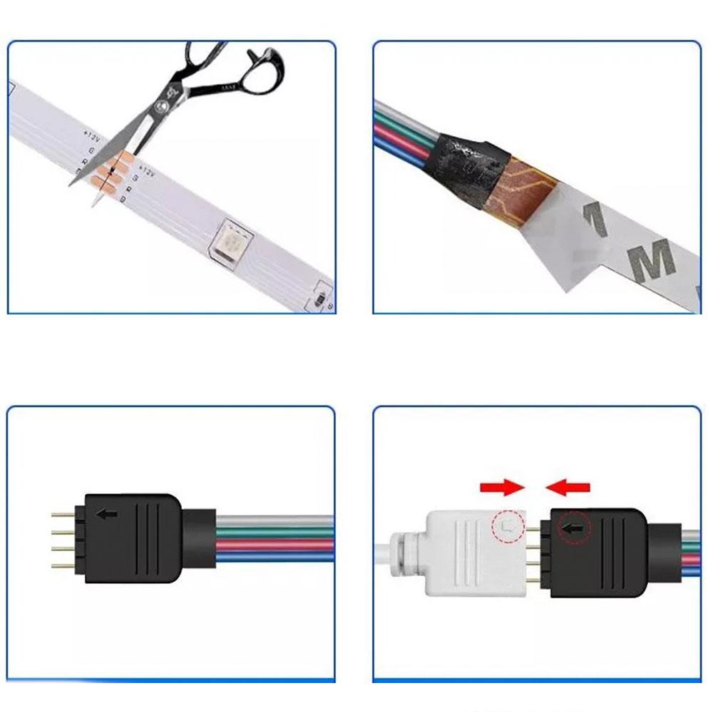 Світлодіодна стрічка на 5м, з пультом та блоком 3528, від мережі / Багатокольорова стрічка RGB / Гнучка підсвітка