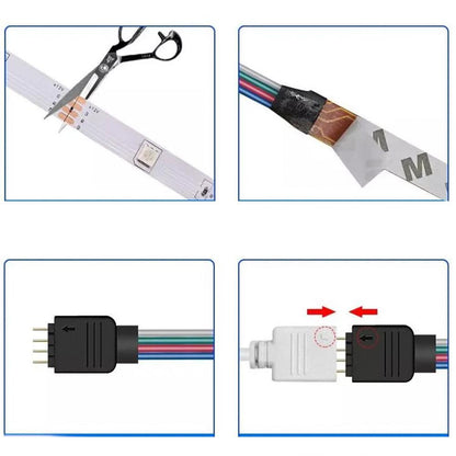 Світлодіодна стрічка на 5м, з пультом та блоком 3528, від мережі / Багатокольорова стрічка RGB / Гнучка підсвітка