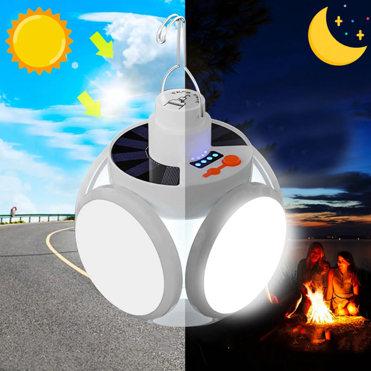 Універсальний кемпінговий ліхтар-лампа BL-2029, 14х12см / Акумуляторний ліхтар на сонячній батареї