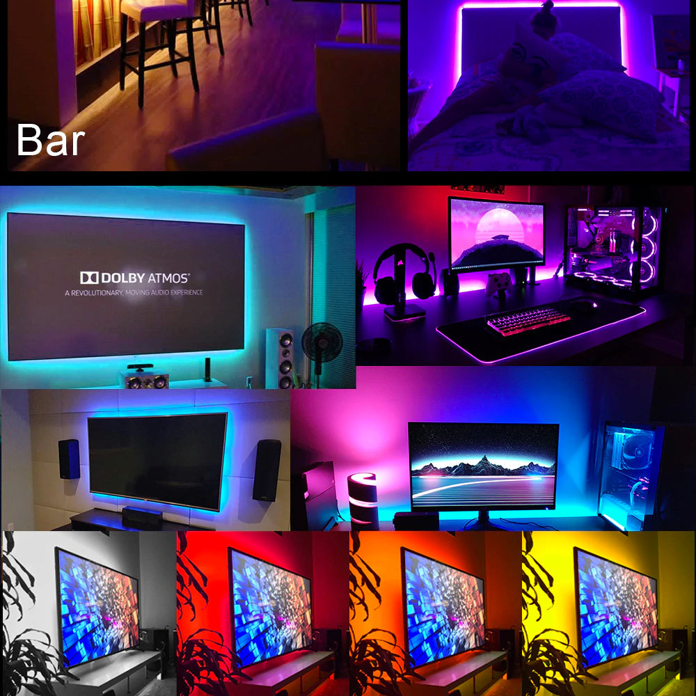 Світлодіодна стрічка з пультом 2 м RGB 5050 для фонового підсвічування телевізора / Неонове підсвічування