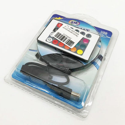 Світлодіодна стрічка з пультом 2 м RGB 5050 для фонового підсвічування телевізора / Неонове підсвічування