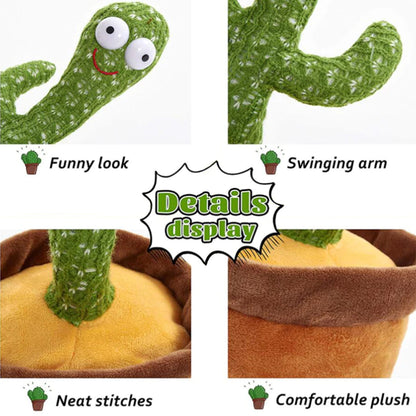 Танцюючий кактус, що співає 58 пісень з підсвічуванням, Dancing Cactus 34 см / Танцюючий плюшевий кактус повторює звук