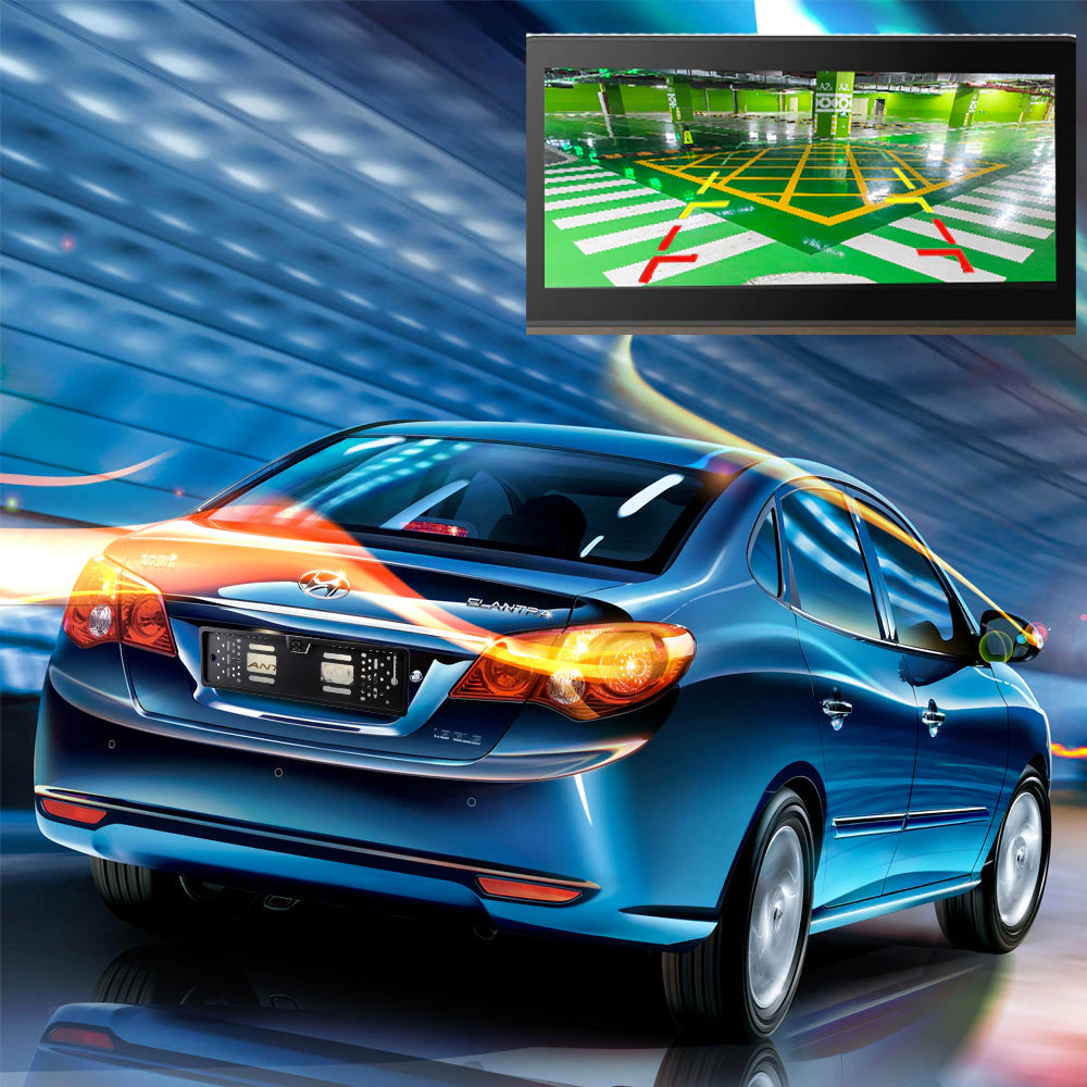 Камера заднього виду в рамці номера 4LED Black, з підсвічуванням / Рамка для номера з камерою / Тримач номера