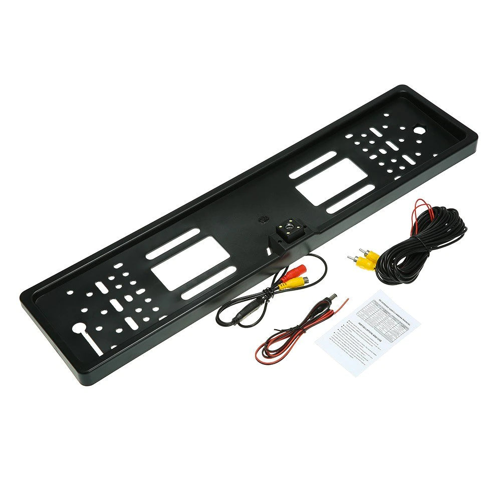 Камера заднього виду в рамці номера 4LED Black, з підсвічуванням / Рамка для номера з камерою / Тримач номера