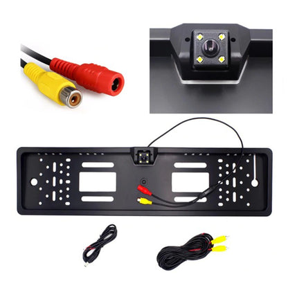 Камера заднього виду в рамці номера 4LED Black, з підсвічуванням / Рамка для номера з камерою / Тримач номера