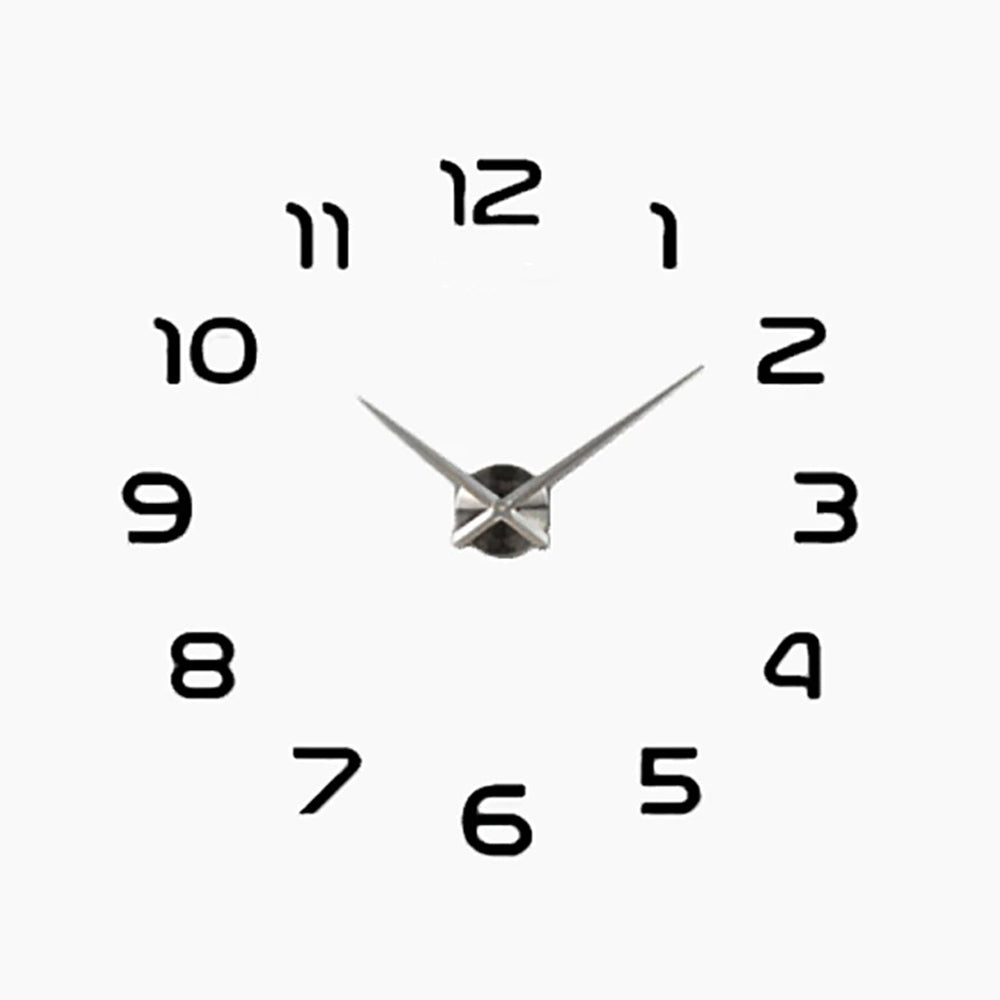 Годинник настінний самоклейний з цифрами від 60 до 90 см, DIY Clock NEW black / Годинник, що клеїться