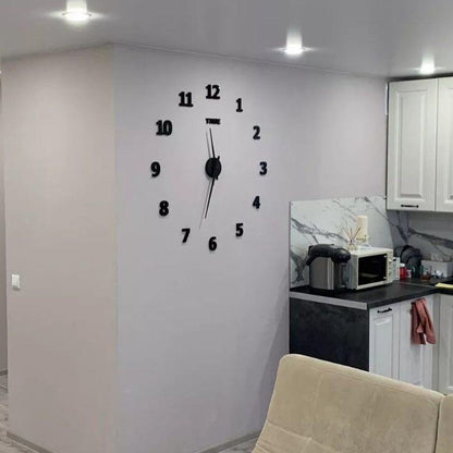 Годинник настінний самоклейний з цифрами від 60 до 90 см, DIY Clock NEW black / Годинник, що клеїться