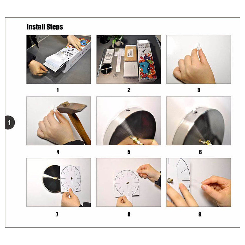 Годинник настінний самоклейний з цифрами від 60 до 90 см, DIY Clock NEW black / Годинник, що клеїться