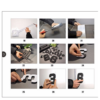 Годинник настінний самоклейний з цифрами від 60 до 90 см, DIY Clock NEW black / Годинник, що клеїться