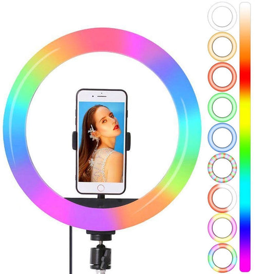 Кільцева лампа RGB 30 см, MJ 300 Soft Ring Light / Світлодіодна лампа / Лампа для блогерів