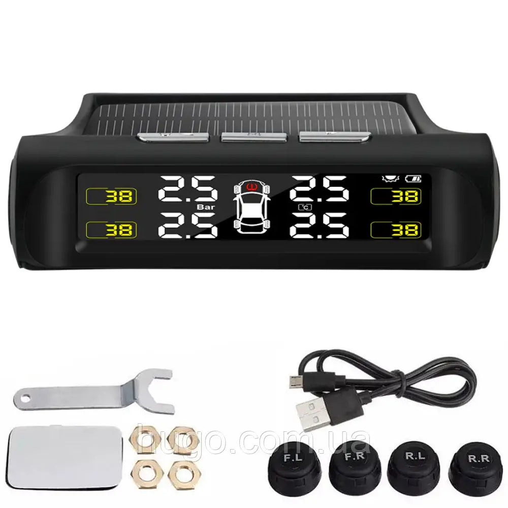 Система контролю тиску в шинах TPMS+SOLAR із сонячною панеллю / Датчик тиску в шинах авто з дисплеєм